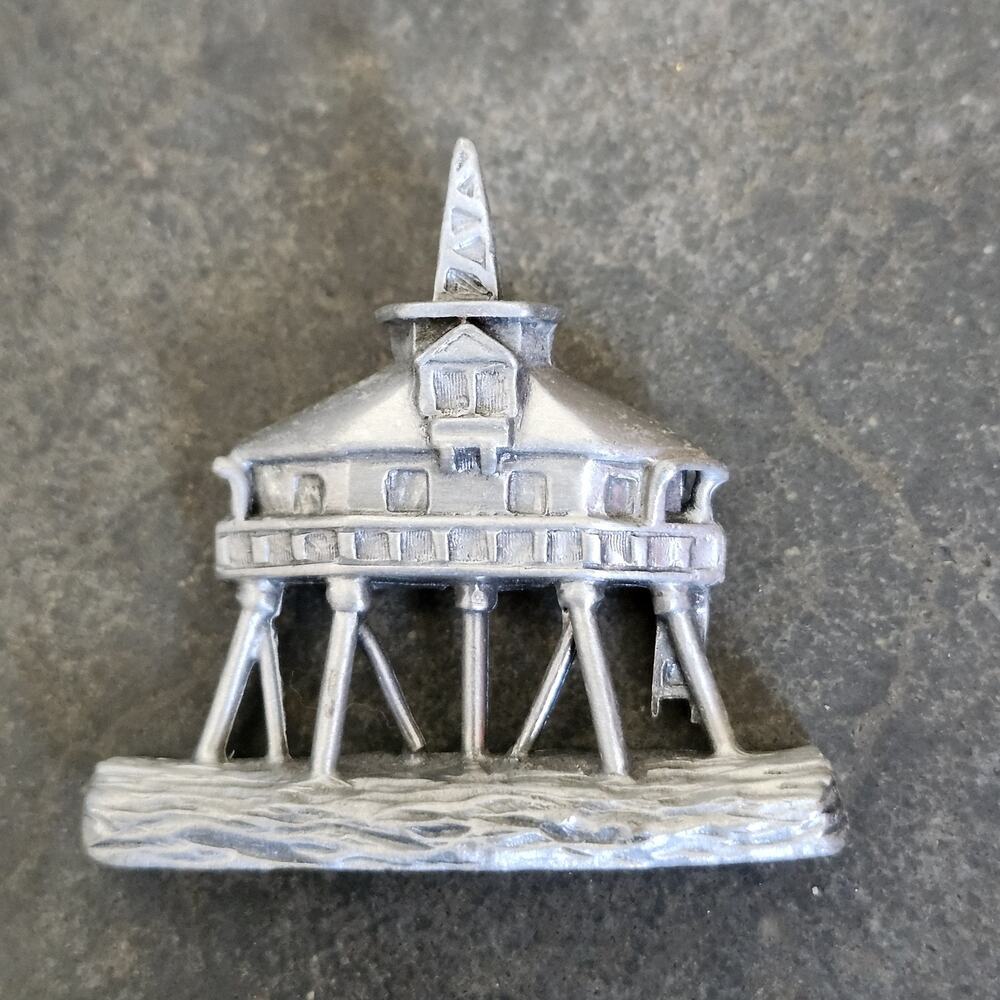 Thomas Point Brooch Pin Mobile Middle Bay AL Signed REN Silver Tone